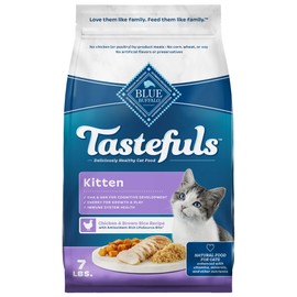 Blue Buffalo Tastefuls Kitten Food With DHA Dry Cat Food Made in the USA with Natural Ingredients, Chicken Recipe, 7-lb. Bag