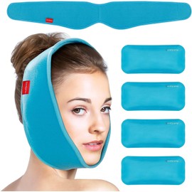 Comfytemp Comfytemp Weisheitszahn Kühlkompresse Kühlpads Gesicht, Freihändig Weich Gel Kühlpacks TMJ-Schmerzlinderung und Schmerzen nach GesichtsOP Zahnschmerzen Kieferentspannung 85x12,5 cm Kühlbandage