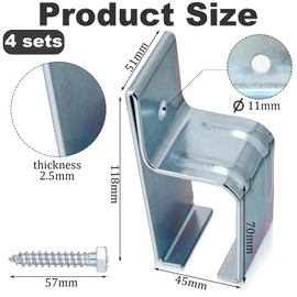 Tandefio 4 Pcs Box Rail Hanger Bracket with Bolts Heavy Duty Exterior Barn Door Hardware Single Wall Mount Rail Bracket Galvanized Steel Slide Track Barn Door Trolley Use to Mount for a Barn Door