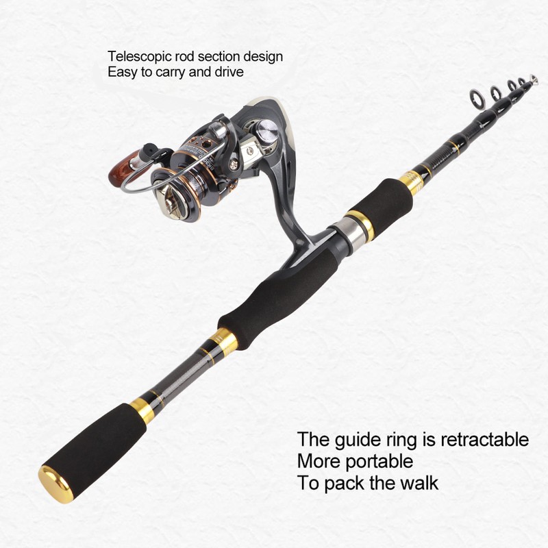 Fishing Rod Kit Carbon Fiber Telescopic 1.8m Fishing Pole and