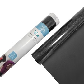 Crab HTV Heat Transfer Vinyl Roll - Glitter 12” x 5ft, Easy to Cut & Peel Iron on Vinyl for DIY T-Shirts Bags Gifts Design Compatible Cricut, Silhouette Cameo, Heat Press, Cutter Machine (Black)