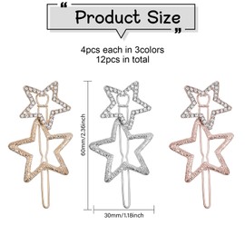 beinkmake 12pcs Star Hair Clips Pins Barrette Hair Pin Metal Alloy Rhinestone Bobby Pins Hair Accessories for Woman