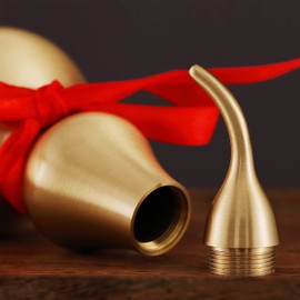 PAKUNDAS Feng Shui Chinese Brass Wu Lou Gourd,Treasure Statue Home Decoration Table Bookshelf Ornaments,Fortune Protection,Bring You Good Luck,Safty,Healthy,Success,9.84inch Tall,Full Brass