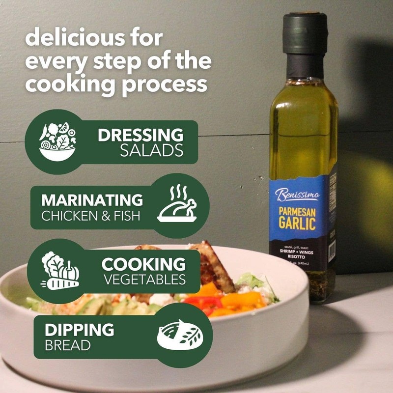 Benissimo Parmesan Garlic Herb Infused Oil, All Natural Gourmet Cooking