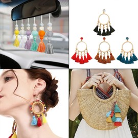 Duories Pack of 100 Mini Tassels, 3 cm Handmade Cotton Small Tassels Pendants, Colourful Craft Tassels Tassels for DIY Bag, Earring, Jewellery, Necklace Making, DIY Craft Accessories, Light Brown