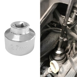 Lyxheth 27mm Oil Filter Socket Wrench, Oil Filter Removal Tool, 3/8" Drive Oil Filter Socket Tool, Car Accessories 6 Point Steel Oil Filter Cap Wrench for Most Car Models with Oil Filter Cap (27mm)