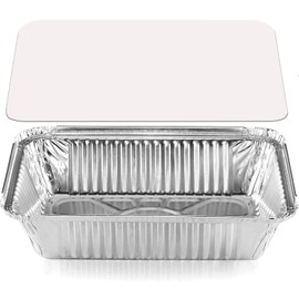 MARENT Brand 50 x LARGE ALUMINIUM FOIL FOOD CONTAINERS + LIDS No6a - MADE IN ENGLAND - 195 x 100