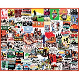 White Mountain 1000 Piece Jigsaw Puzzle Outdoor Nature Collage Puzzles with Large Pieces Gift for Adults and Family 24"x30" - I Love Hiking