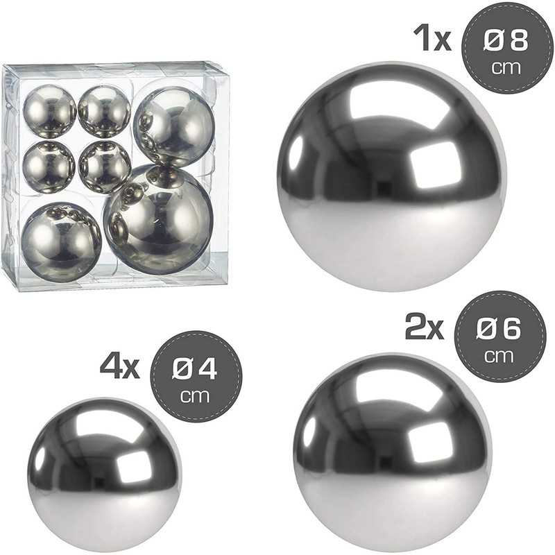 Cepewa Set of 7 Style Decorative Baubles in 3 Sizes