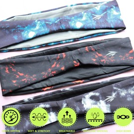 Zollen Mens Headbands 3 Packs Guys Sweatband and Sports Headband for Men for Running, Cross Training, Racquetball, Working Out