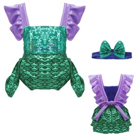 Disfraz Sirenita Vestido Niña Pañalero Sirena Princesa Ariel Vestido Pañalero (12 meses)