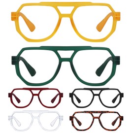 Eyekepper Metalless Screwless Spring Hinge Reading Glasses for Women - 6 Pack Oversize Pilot Readers +2.00