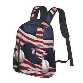 AOLXDE American Flag And Baseball Lightweight Outdoor Backpack Functional Bag For Travel Work And Hiking Backpack For Men