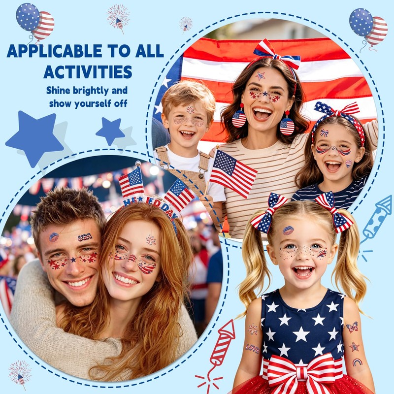 4th of July Freckles Face Tattoos (36 Pcs) or 250th