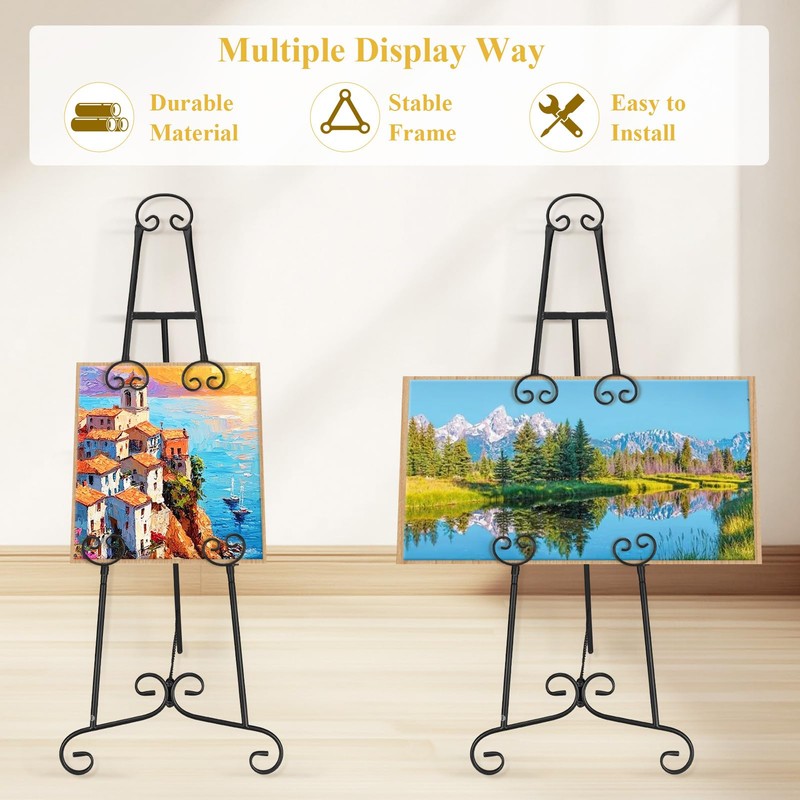 Black Easel Stand for Sign, Adjustable Display Easel Stand with