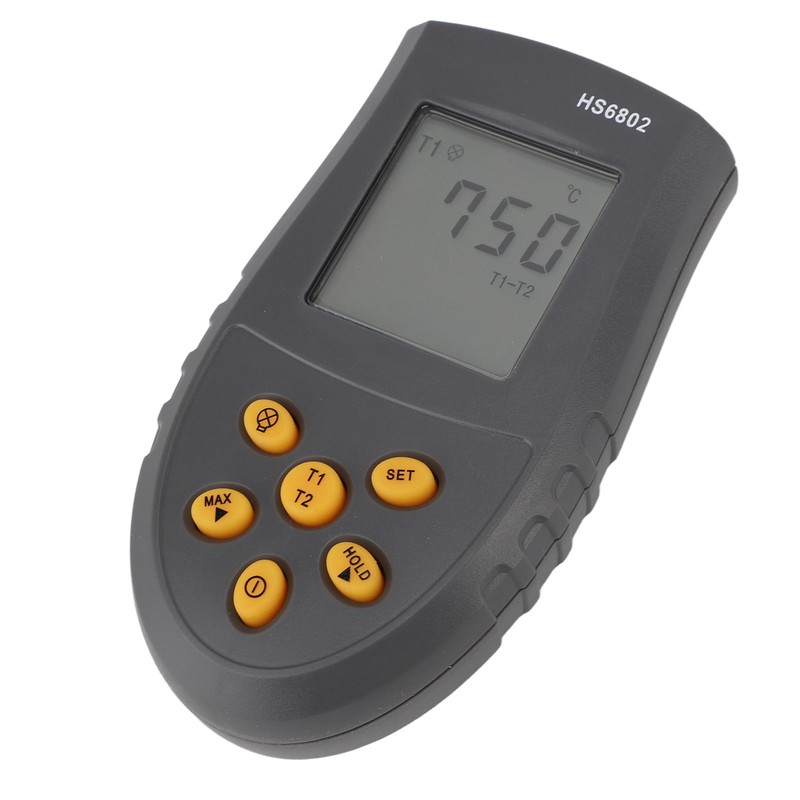 HS6802 Dual Channel Digital Thermometer Handheld High Accuracy LCD Display