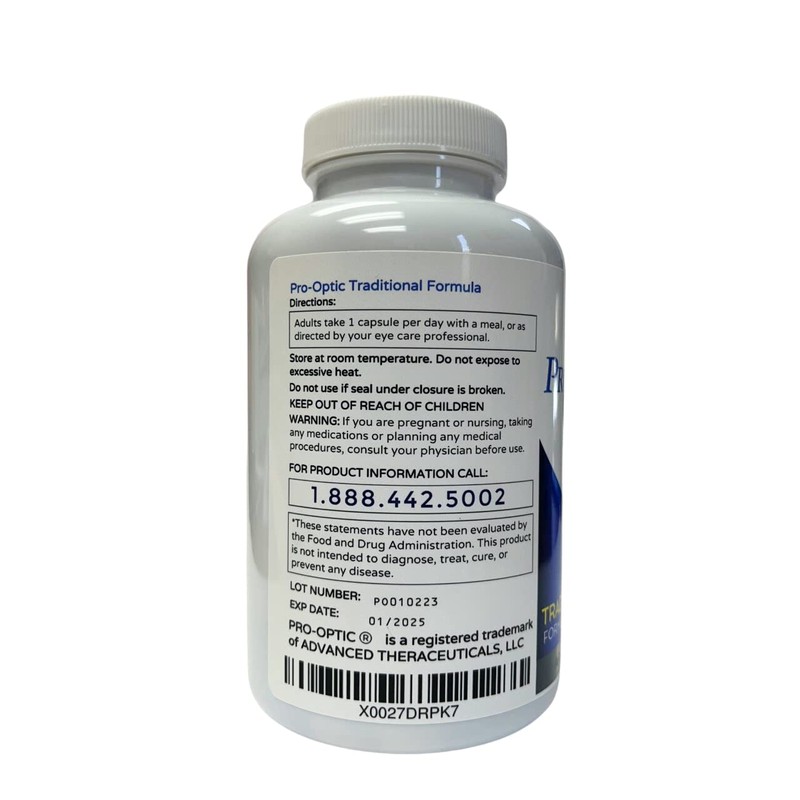 PROOPTIC Traditional Formula (AREDS 2 Based Formula) 180 Capsules -