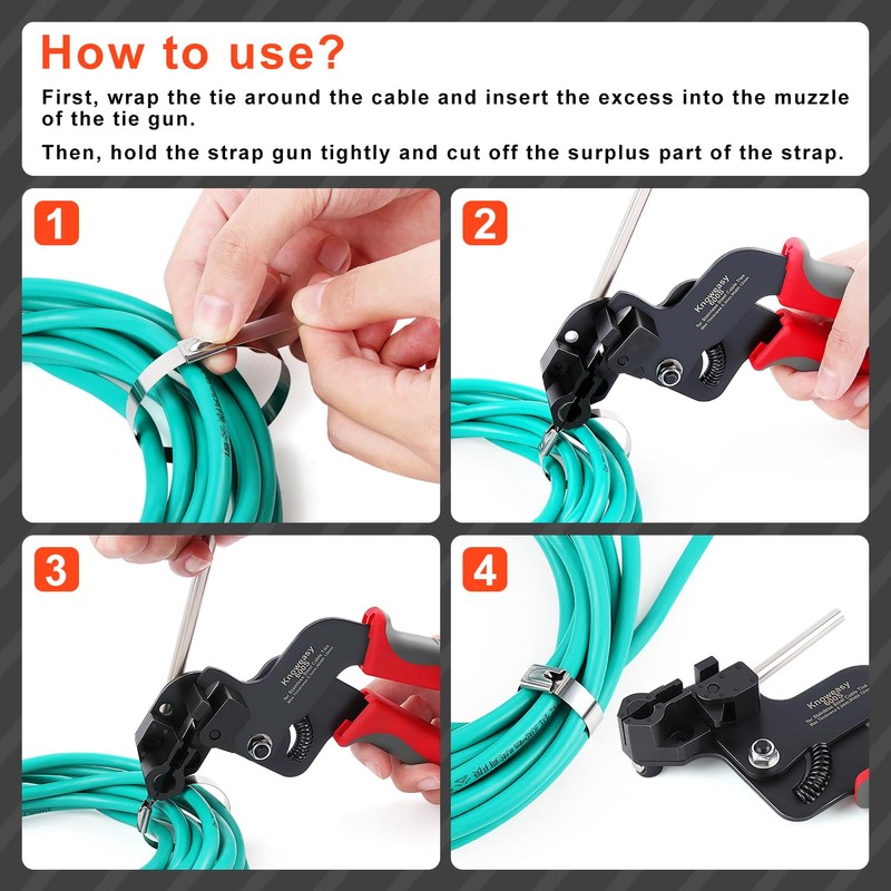 Knoweasy Upgraded Stainless Steel Cable Tie Gun, Cable Tie Tool