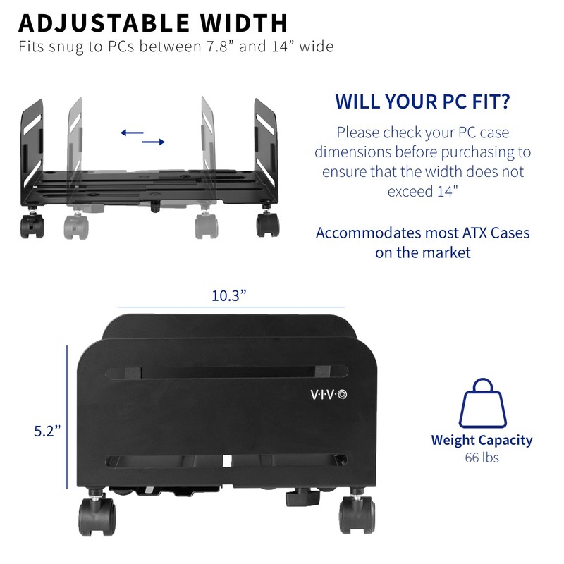 VIVO Large Computer Tower Desktop ATX-Case, CPU Steel Rolling Stand,