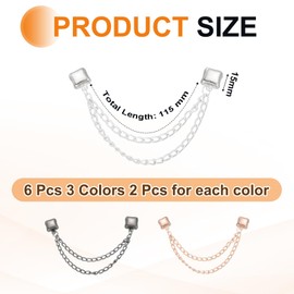 QUARKZMAN Pack of 6 Magnetic Clothing Clips Square Clothes Clips with Chain Clothes Clips Multifunctional Hijab Magnets for Thin Clothes Scarves Trouser Legs Brooch