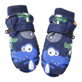 American Trends Toddler Winter Mittens Waterproof Boy Ski Gloves Warm Fleece Snow Mitten for Baby Boy Girl Cold Weather Navy Green S(Fits 2-4 years)