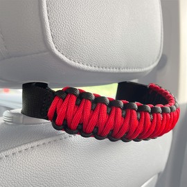 Headrest Grab Handles for Jeep Wrangler TJ JK JL,Handle Grab in Headrest,Rear Seat Passenger Grip Handles Universal for Jeep Wrangler Gladiator Tacoma Tundra F-150 Colorado Silverado(Black&Red)