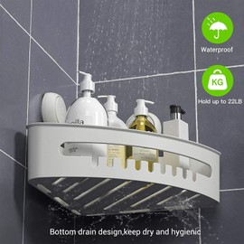 ilikable Storage Suction Cup, Shower Basket No Drilling Corner Shelf, 1000 Times Reusable Shower Shelf Organisation for Kitchen, Bathroom, Shampo, Office, Balcony, Load Capacity 10 kg Shower Shelf