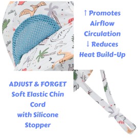 UPF 50+ Kids Sun Hat Wide Brim with Adjustable Chin Strap - Lightweight Beach Hat for Boys & Girls (US, Age, 3 Years, 8 Years, Dinosaur)