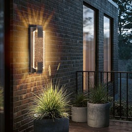 camuucci Dusk to Dawn Outdoor Light,15.7 Inches LED Porch Lights Outdoor Waterproof Modern Outside Sconce Wall Mount for Doorway Hallway Porch Patio Yard Doorway Bronze