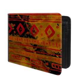 Trofung (Ethnic African Pattern Front Pocket Slim Bifold Leather Wallet RFID Blocking with ID Window for Men