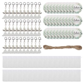 JRJRN Pack of 30 Angel Key Chains, Christening Pendants, Door with Organza Bag, Key Ring with Paper Tag and String for Christening, Wedding, Birthday, Communion