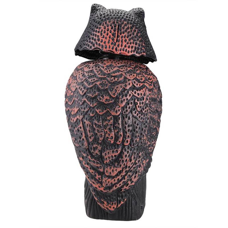 Horned Owl Decoy and 360° Rotating Head Owl Statue to