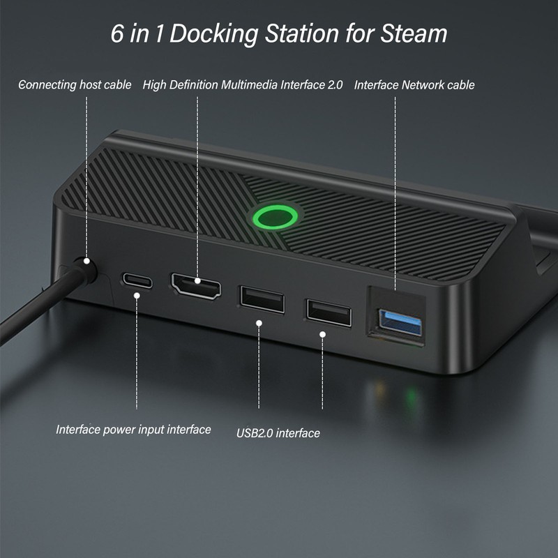 Docking Station for Steam Deck 6 in 1 RGB Lights