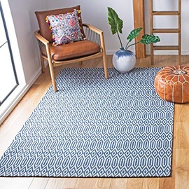SAFAVIEH Martha Stewart Collection 5' x 7' Blue/Grey MSR405M Flatweave Cotton Living Room Dining Bedroom Area Rug
