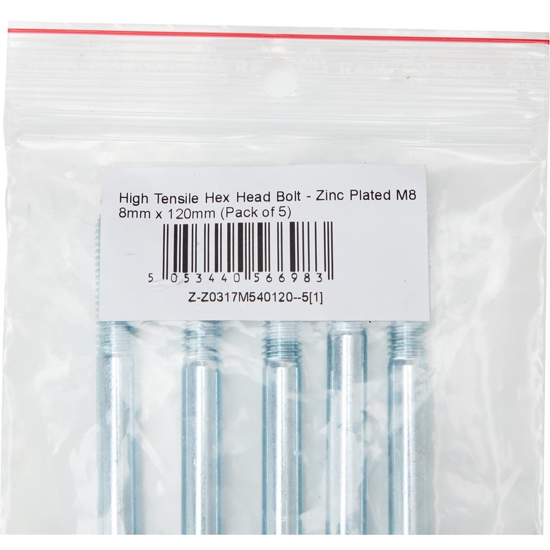 High Tensile Hex Head Bolt - Zinc Plated M8 8mm