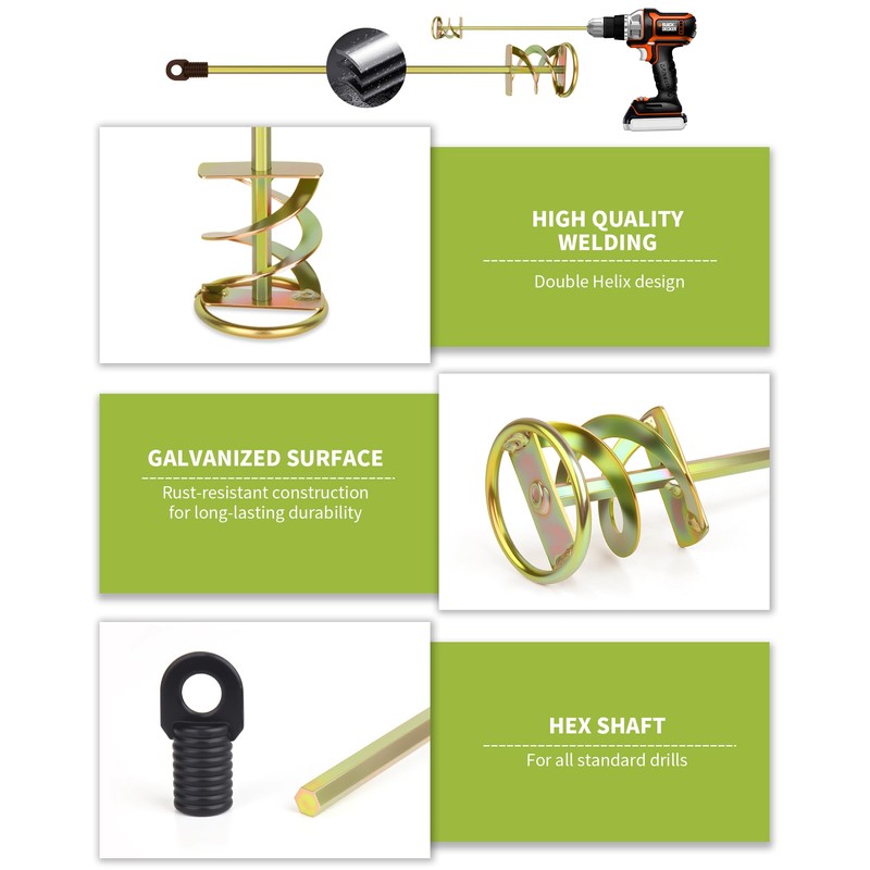 Paint Mixer for Drill, Paint Stirring Drill Attachment for 1-5