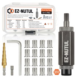 Rivet Nut Installation Tool Set Flat Head Rivnut Threaded Insert Nut Kit SAE & Metric for Metal Heavy Duty Zinc Plated Nutsert (5/16-18(Rivet Nut Tool-25pcs, Stainless))
