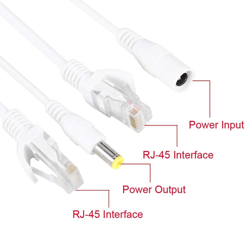 10 Pares Cable PoE RJ45 Alimentación sobre Adaptador, Splitter DC