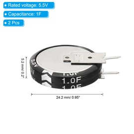 PATIKIL 2 Pcs 5.5V Super Capacitors, 1F V-Shaped Button Capacitor High Energy Low Resistance High Consistency for AC Motor Power Display Screen Computer