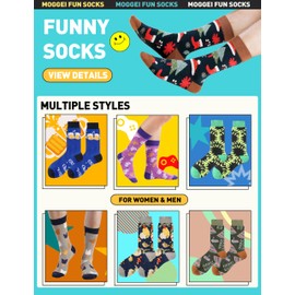 Funny Socks for Women Men Fun Cozy Crazy Cute Novelty Fashion Gift Breathable Cotton Boot Socks Stocking Stuffers(Cartoon (12 Pairs),M)