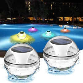 SGZIOO Pack of 2 Floating Pool Lighting Solar, Floating Solar Lights, 3 Modes Pool Lights Floating Solar, Waterproof Floating Lights, Swimming Balls for Pond Fountain