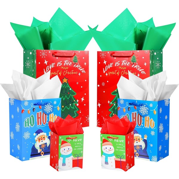 6 bolsas de regalo de Navidad, bolsas de Navidad con