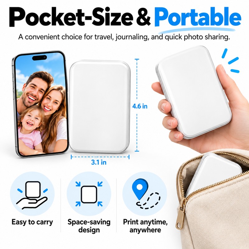 MT53 Pocket Photo Printer for Mobile Printing – Bluetooth ZINK
