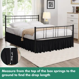 Biscaynebay Wrap Around Bed Skirts with Split Corners for King Beds 17" Drop, Black Elastic Dust Ruffles Adjustable Easy Fit Wrinkle & Fade Resistant Silky Luxurious Fabric Machine Washable