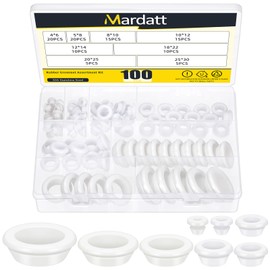 Mardatt 52Pcs Rubber Grommets Kit, 16/20/22/25/30/38mm Round Double Sided Rubber Grommet Firewall Solid Closed Hole Plug Wire Protection Grommets for Drill Hole Wire Electrical Appliance Plumbing