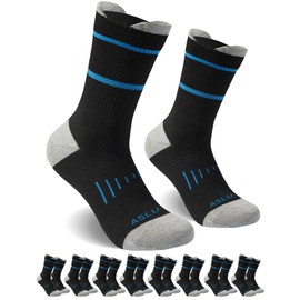 ASLU Men's Work Socks (6/12pairs Moisture Wicking Athletic Socks for Hiking Sports Running Available in M-XXL2321 (US, Alpha, XX-Large, Regular, Regular, （Black） 8Pairs)