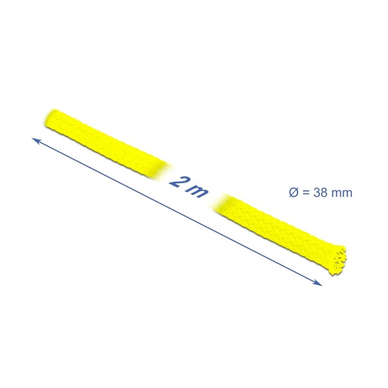 Delock Braided Hose Extendible 2 m x 38 mm Yellow