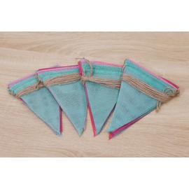 Witgift Pack of 4 Bunting Outdoor Weatherproof Garland Birthday, 48 Sheets Faux Linen Bunting, Bunting Fabric, Ideal for Decoration, Garden Party, Happy Birthday Garland, Decoration, School Decoration