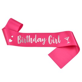 Generic Birthday Girl Sash, Birthday Sash for Girls, Birthday Girl Sash for Women, Birthday Gifts for Women, Hot Pink and Silver Birthday Party Decorations and Supplies