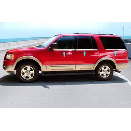 Made in USA! Compatible with 2003-2006 Ford Expedition On 6PC Sill Last Piece On Rear Glass with Keypad Cutout 6PC Stainless Steel Chrome Window Sill Trim Overlay